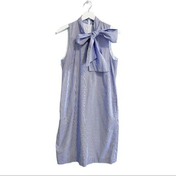Banana Republic Sleeveless Striped Bow Neck Dress - Picture 2 of 9